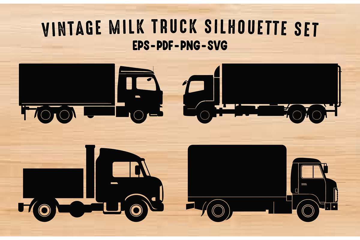 Vintage Milk Truck Silhouette Set, a Transportation Illustration by Gfx Expert Team (Photo 1 of 3)