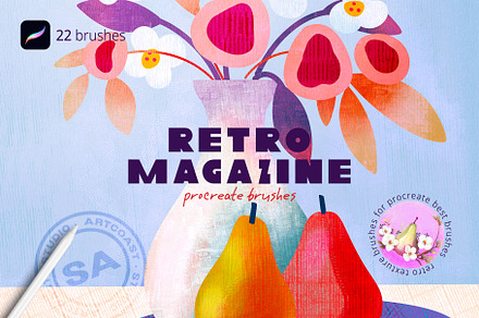 Procreate Retro Magazine Brushes, a Brush Add-On by Spasibenko Art