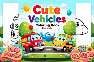 Cute Vehicles Coloring Book for Kids, a Decorative Illustration by Ink Gallery