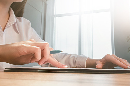 Business agreement woman hand reading contract, a Business Photo by Photo Drive Studio