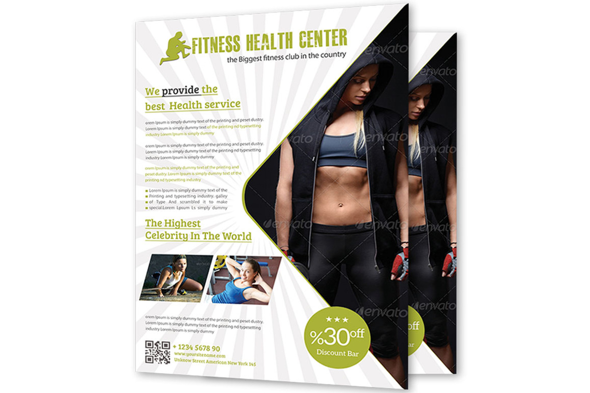 Fitness & Health Center Flyer, a Flyer Template by TheGraphicsWorld (Photo 1 of 3)