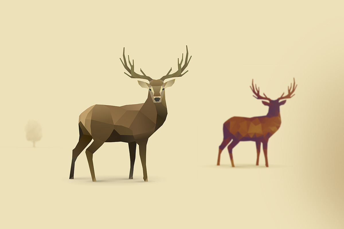 Polygonal Deer Collection, an Animal Illustration by blauananas (Photo 2 of 8)
