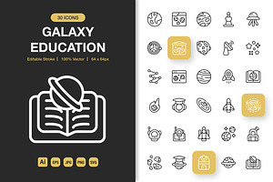 Galaxy Education Icons, an Icon by Spacepixel Creative