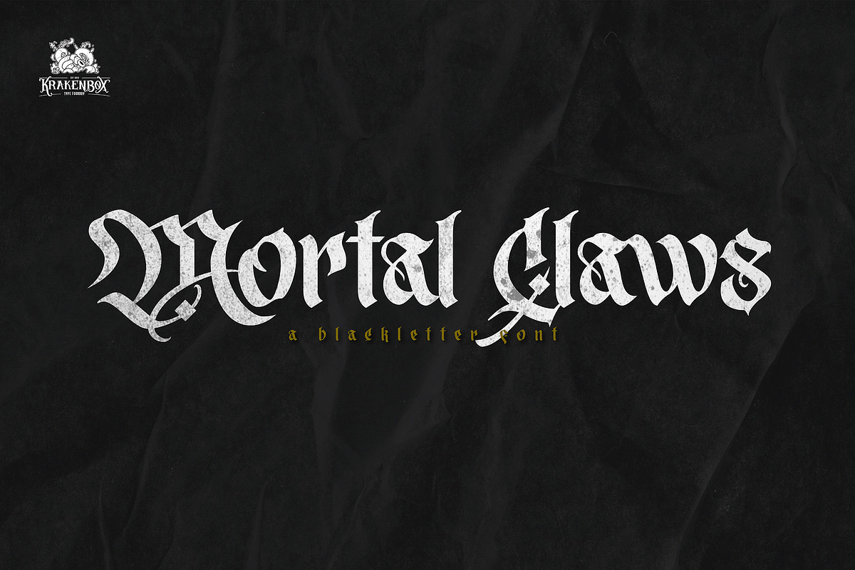 Mortal Claws - Blackletter Font, a Blackletter Font by Krakenbox Studio (Photo 1 of 14)