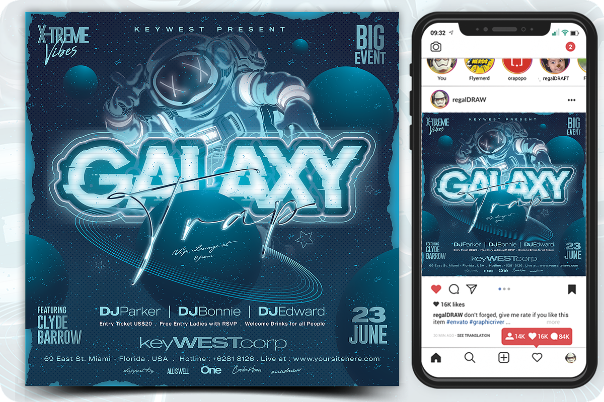 Club Party Flyer Template, a Flyer Template by regalDRAW (Photo 1 of 4)