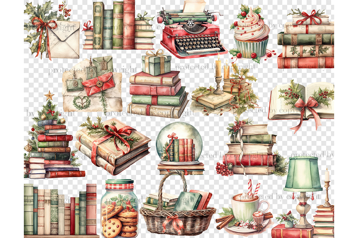 Holiday Reading Clipart, a Seasonal Illustration by GlamArtZhanna (Photo 4 of 5)