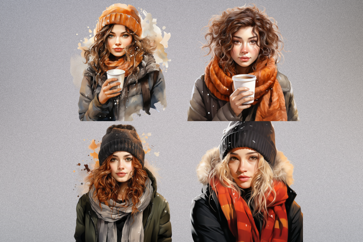 Watercolor Winter Girl Cliparts, a Person Illustration by Mash Mash Stickers (Photo 9 of 9)