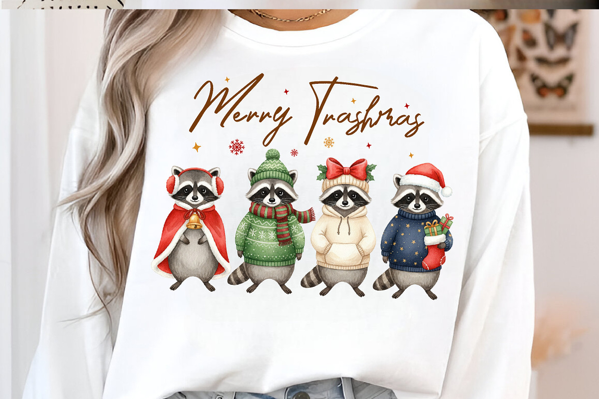 Merry Trashmas Raccoon Christmas PNG, an Illustration by SinaCreation (Photo 3 of 7)