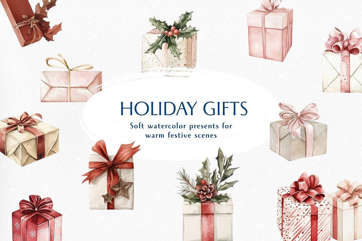 Watercolor Christmas Collage Pack, an Object Graphic by Design Alchemy Studio (Photo 4 of 11)