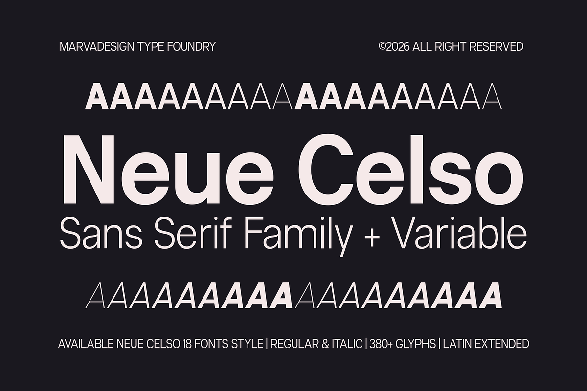 Neue Celso - Family Sans Serif, a Sans Serif Font by Marvadesign (Photo 1 of 11)