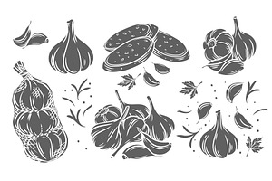Garlic glyph monochrome icon, a Food Illustration by VictoriaSergeeva