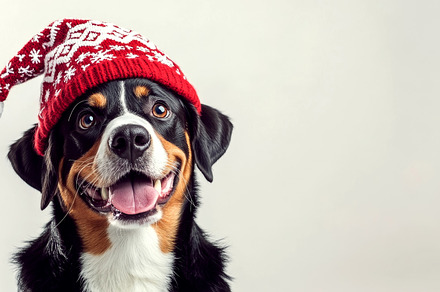 Dog Wearing Festive Christmas Hat, an Animal Photo by Ocean Digital Art