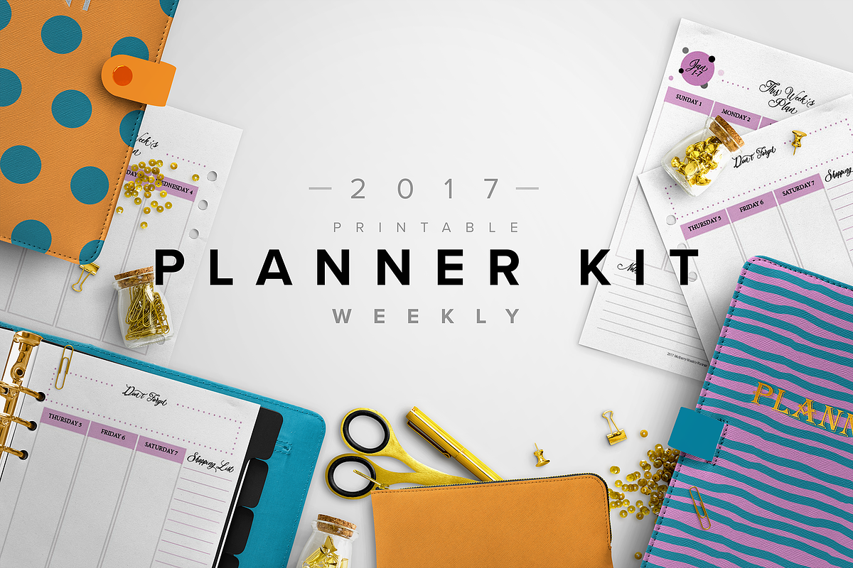2017 Weekly Planner Kit -3 Sizes, a Stationery Template by Nerdy Girl Creative (Photo 1 of 3)