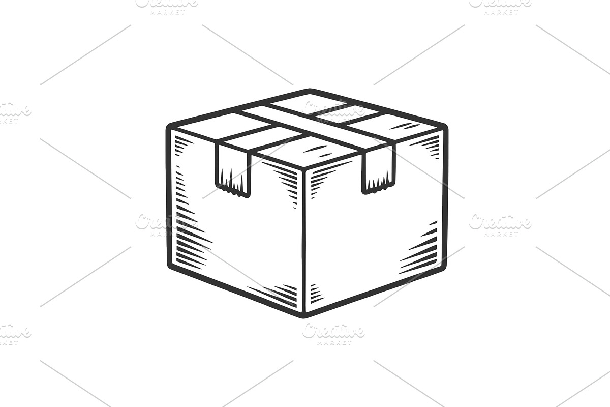 Cardboard Shipping Box Black vector, an Object Illustration by AlexArt
