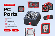 PC Parts 3D Icon Pack, an Object 3D Model by Bartama Graphic (Thumbnail 1 of 2)