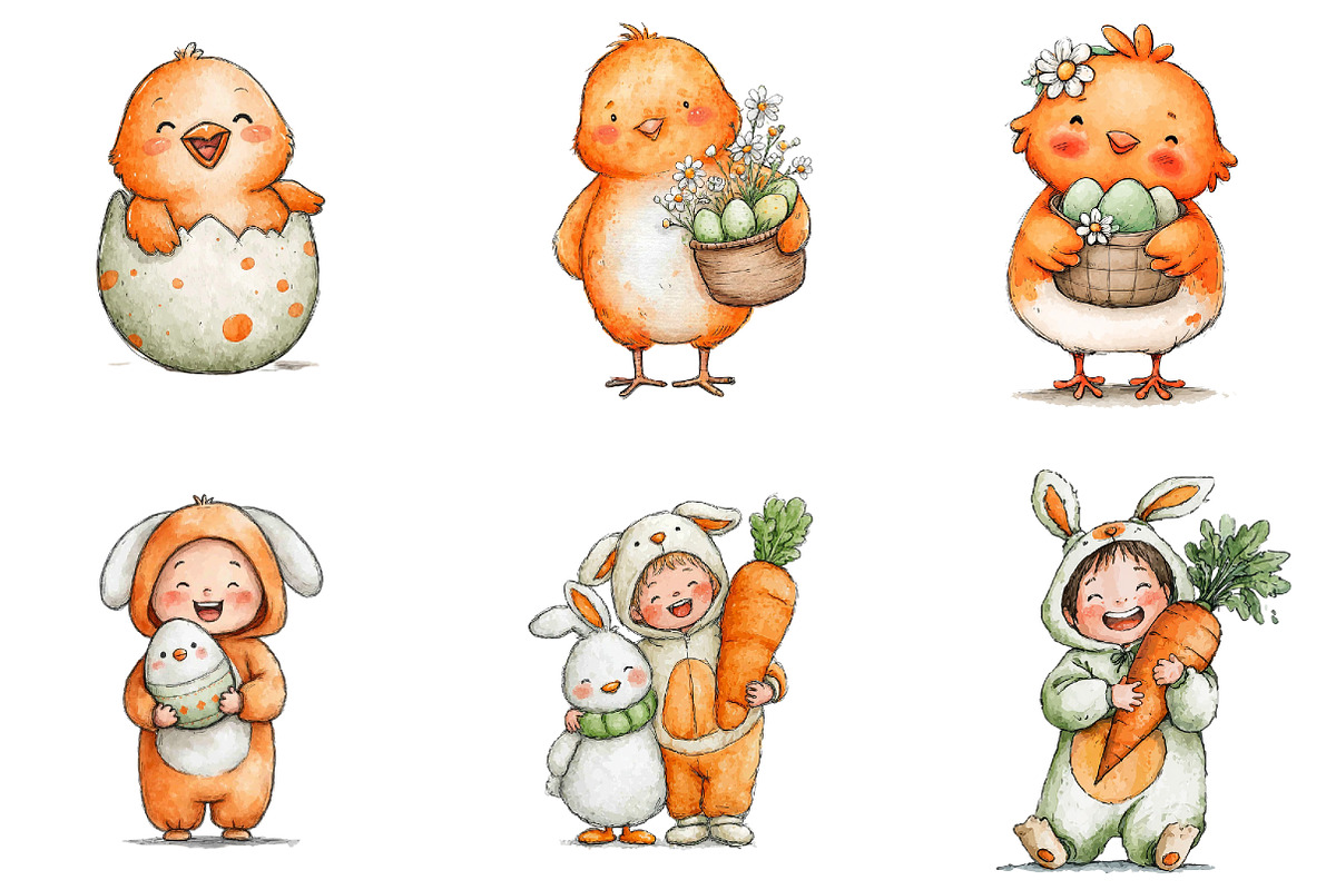 Watercolor Funny Easter Clipart, an Illustration by Sublimation Artist (Photo 5 of 7)