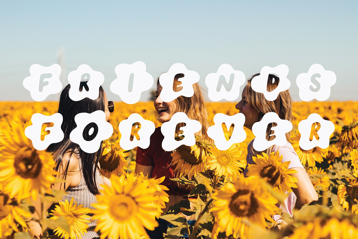 FLOWER PARTY | groovy flower font, a Font by Loryn Ipsum (Photo 4 of 11)