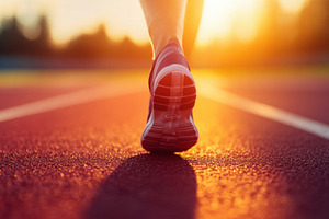 Runner training at sunset on track, a Photo by Beautiful things
