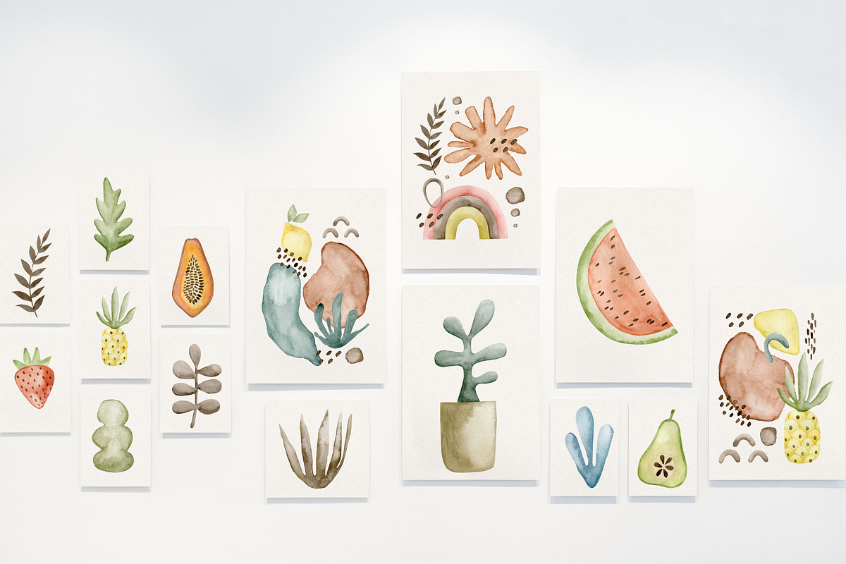 Watercolor Modern Summer Collection., a Decorative Illustration by Kira Konoshenko (Photo 3 of 17)