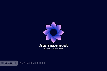 Atom Connect Gradient Colorful Logo