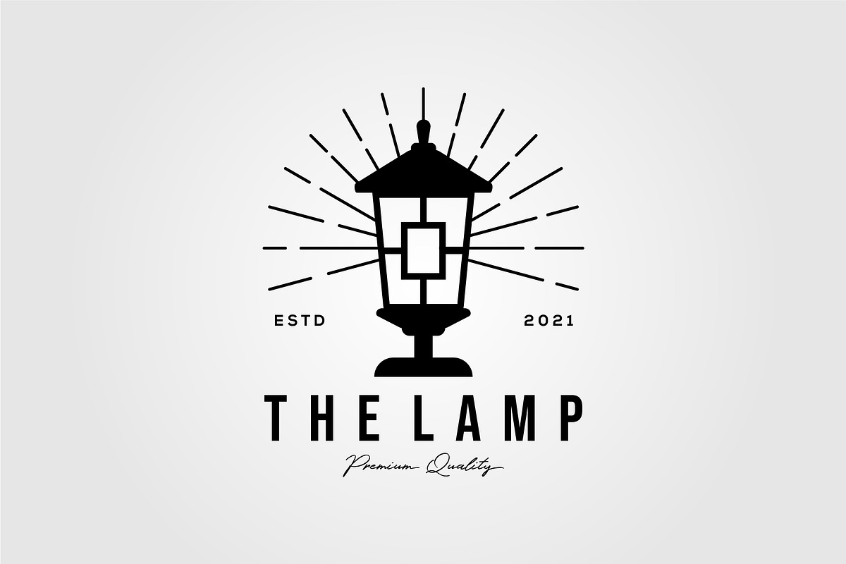 garden lamp sunburst logo, an Outline Icon by Rizkaarishandy_shop