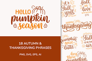 Autumn and Thanksgiving Phrases Set, a Seasonal Illustration by InkySplash