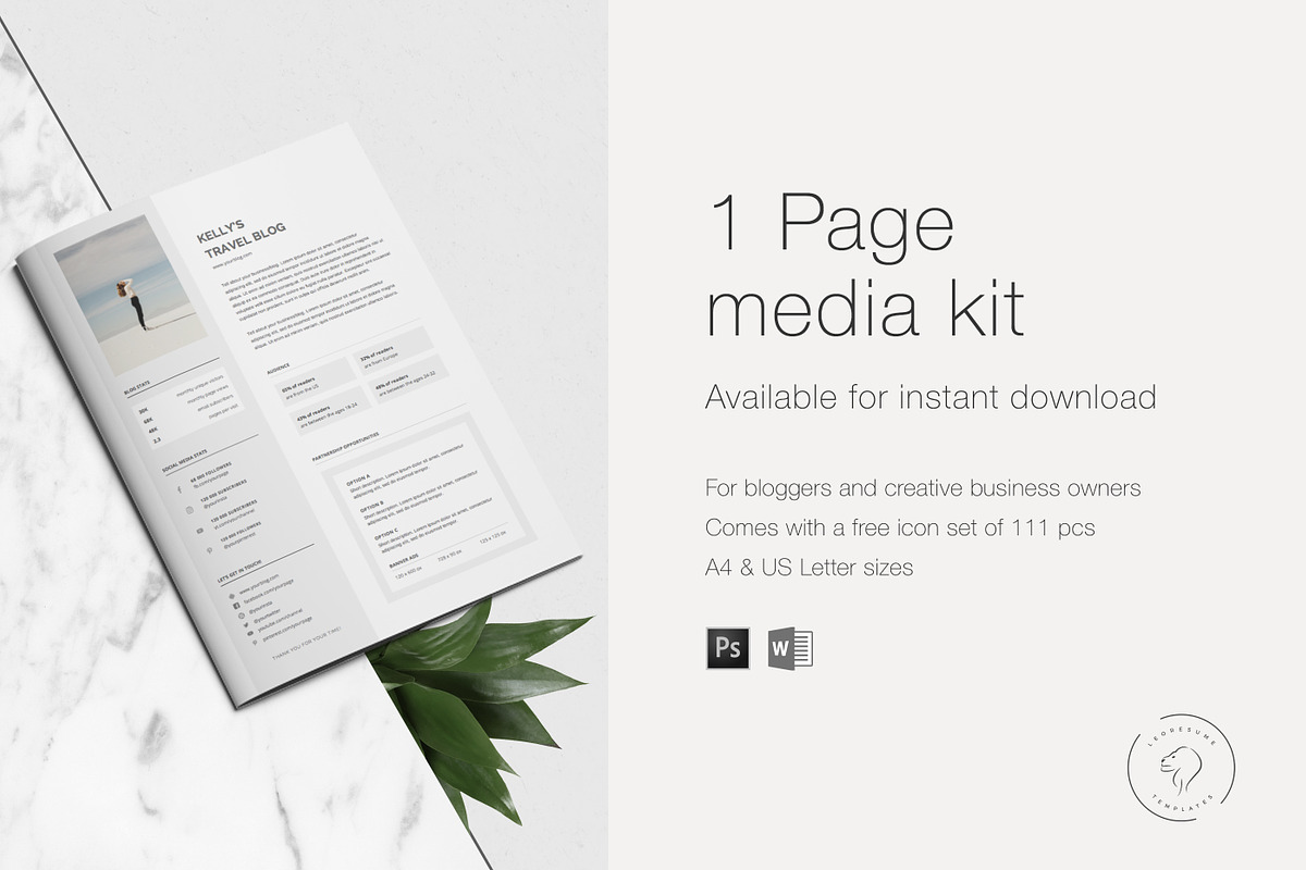 Blog Media Kit - 1 Page, a Resume Template by Leo Resume (Photo 4 of 5)