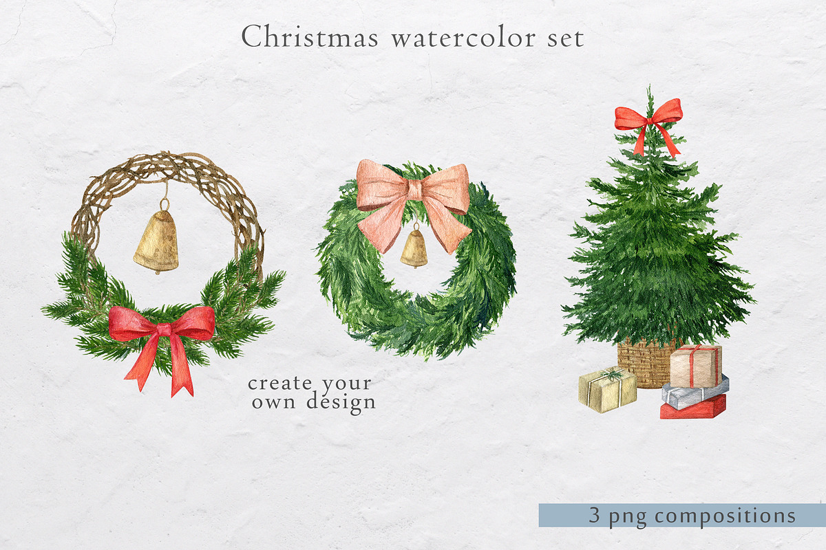 Christmas watercolor set, an Animal Illustration by Nastilustra (Photo 6 of 11)
