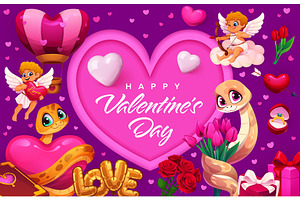 Paper cut valentine holiday banner, an Illustration by Buch&Bee