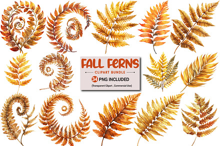 Fall Ferns Clipart Bundle, an Illustration by Pixels.Craft