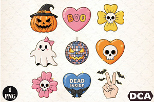 Retro Halloween PNG Sublimation, an Illustration by DreamCafeArt