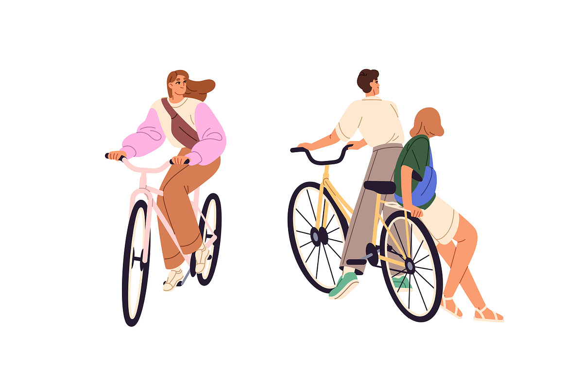 People travel by bike set, a Person Illustration by PaperTrident (Photo 13 of 15)