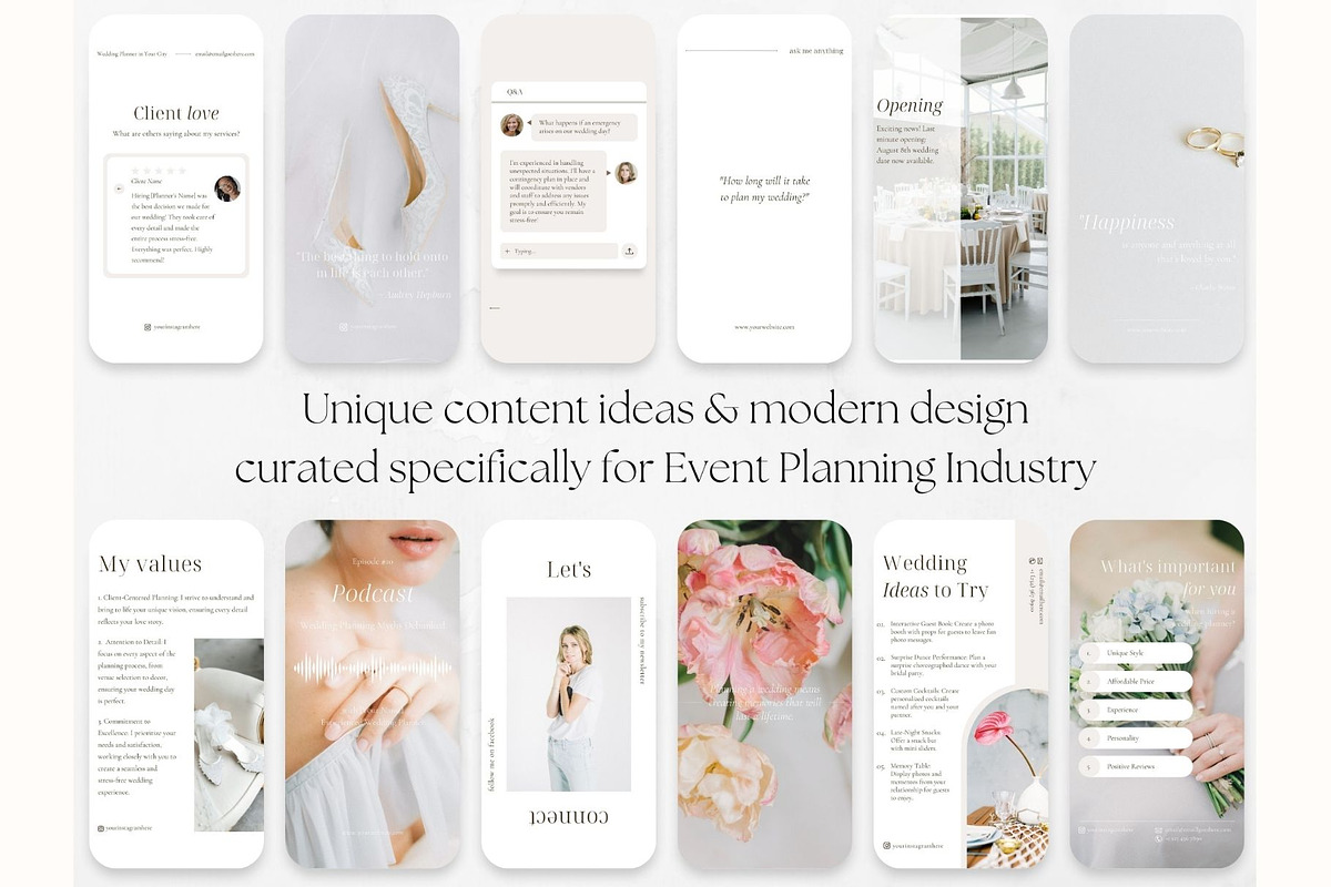 70 Wedding Event Planner Stories, a Social Media Template by PatternLab. (Photo 4 of 9)