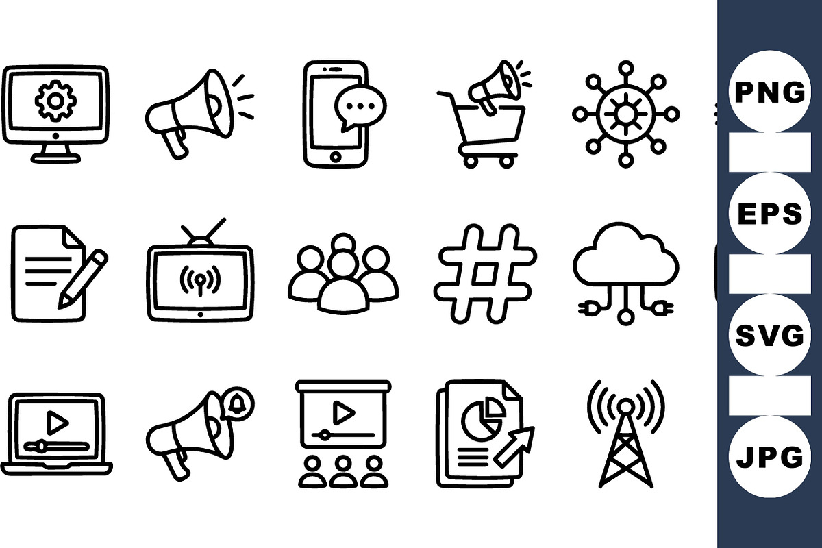 Minimal Technology Icon Set, an Illustration by designvectx (Photo 1 of 3)
