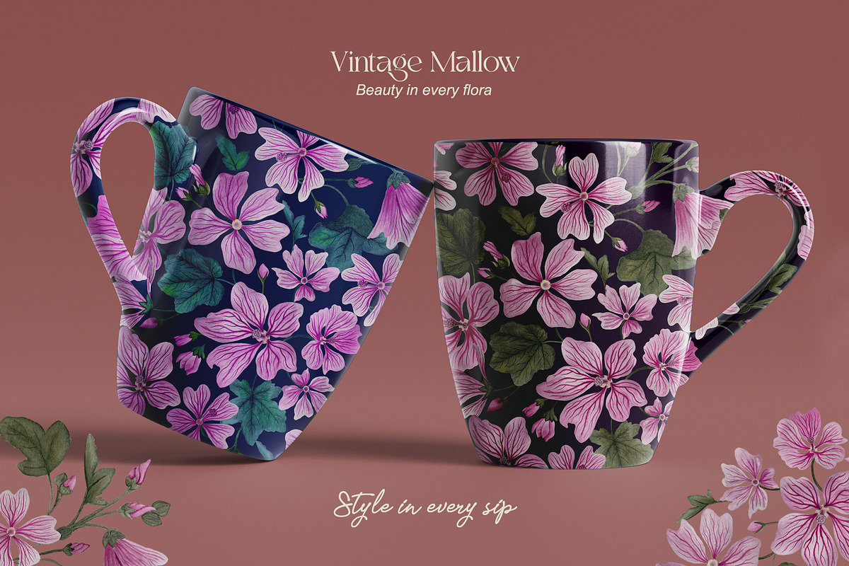 Vintage Mallow Prints & Patterns, a Pattern Graphic by GND ART STUDIO (Photo 6 of 8)