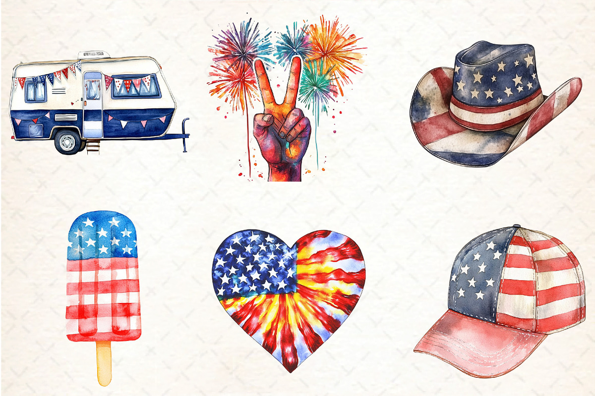 Retro 4th of July Sublimation Bundle, an Illustration by DreamCafeArt (Photo 3 of 3)