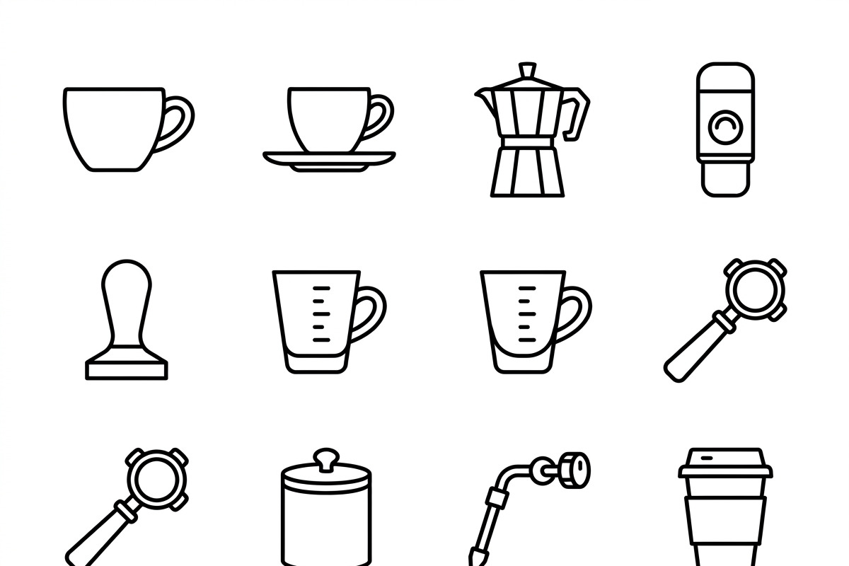 Bundles Set Coffee Roastery Icons, an Outline Icon by adenpinkstore (Photo 11 of 12)