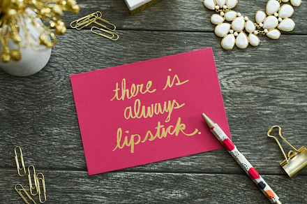 Pink and Gold Lipstick | Stock Image, a Background Photo by JanaBishopCollection