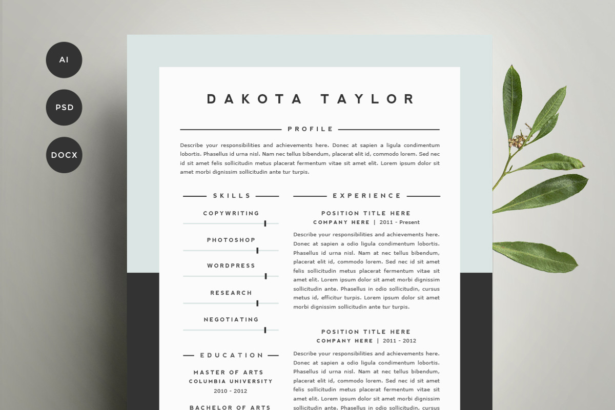 Resume Template 4 Pack | CV Template, a Resume Template by Refinery Resume Co. (Photo 1 of 3)