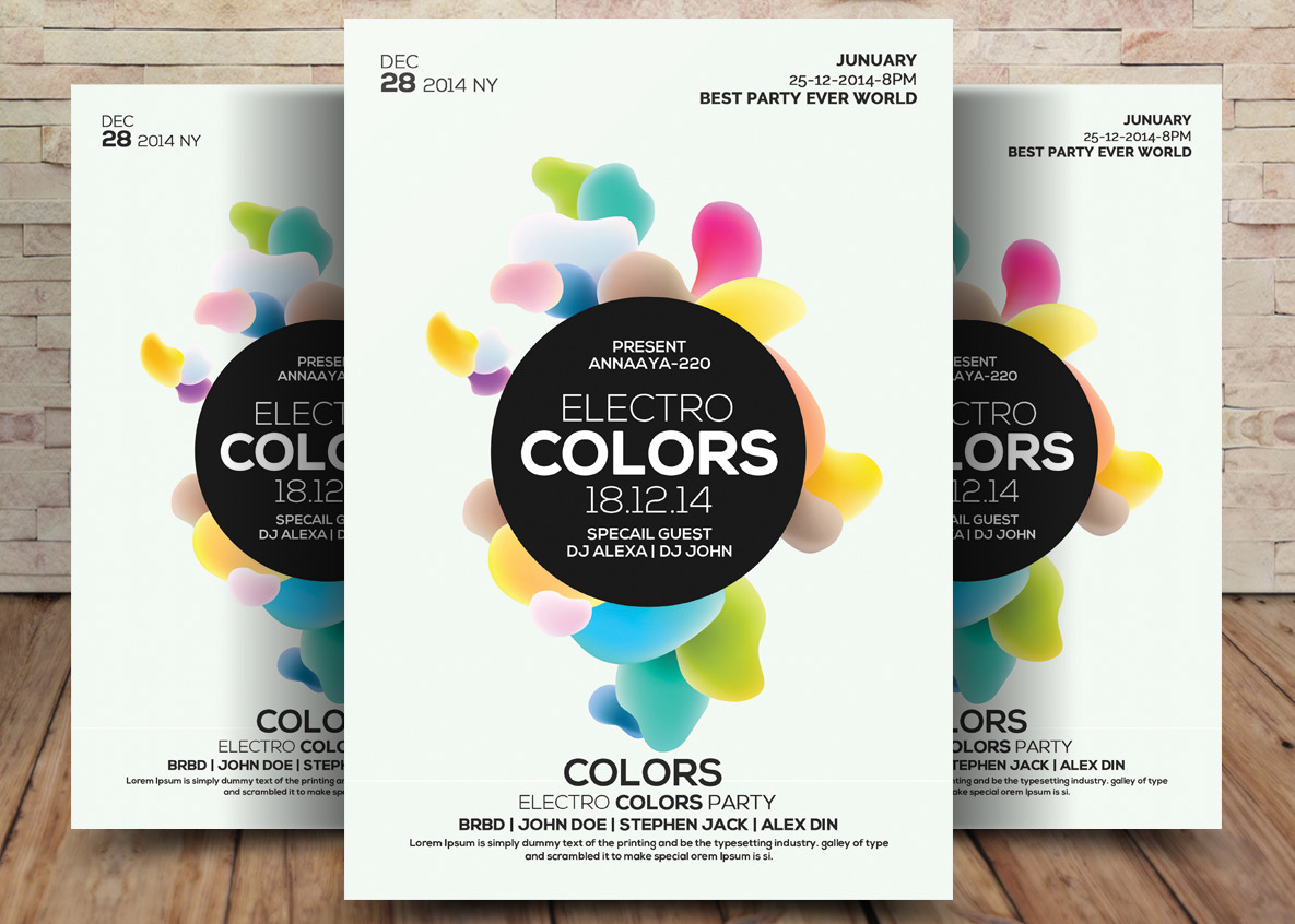 Electro Colors - Flyer Template, a Flyer Template by graphicforest