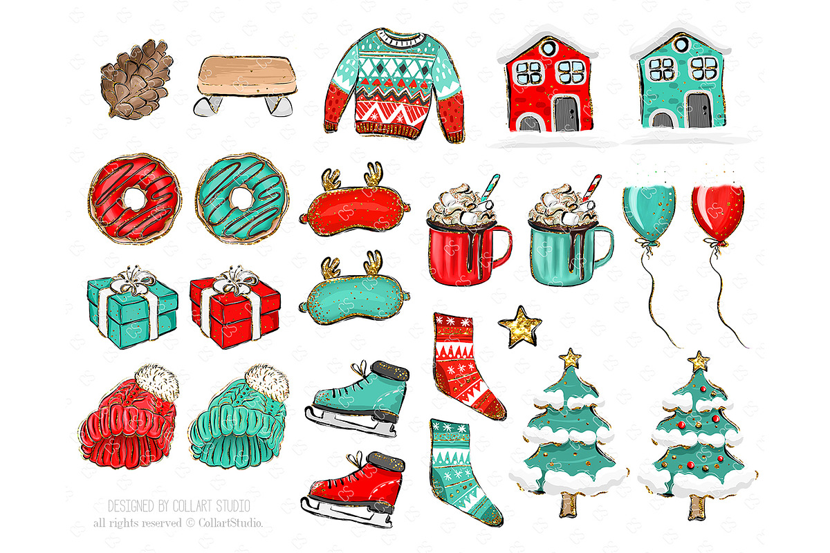 Winter Clipart, Cute Penguins, an Illustration by Collart Studio (Photo 3 of 10)