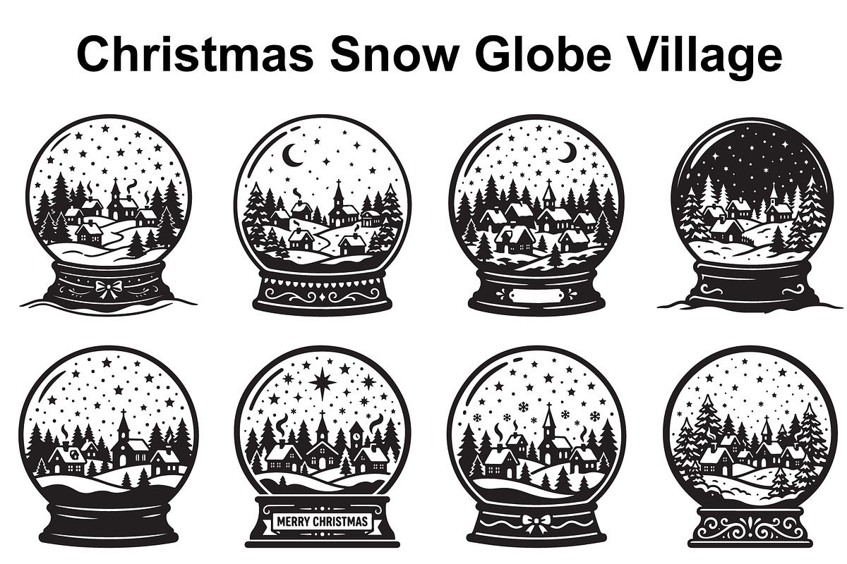 Festive Snow Globe Town Scenes, an Object Graphic by Creativeshirt (Photo 1 of 3)