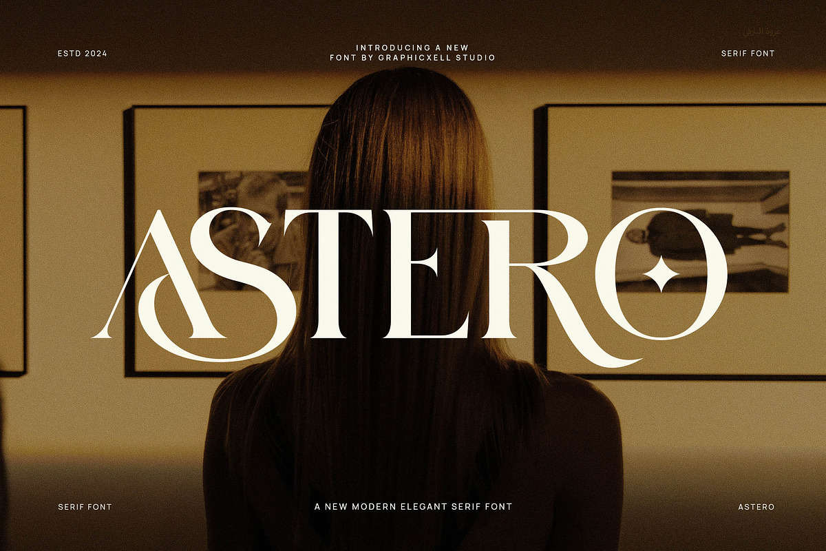 Astero Elegant Ligature Serif Font, a Serif Font by Graphicxell (Photo 1 of 8)