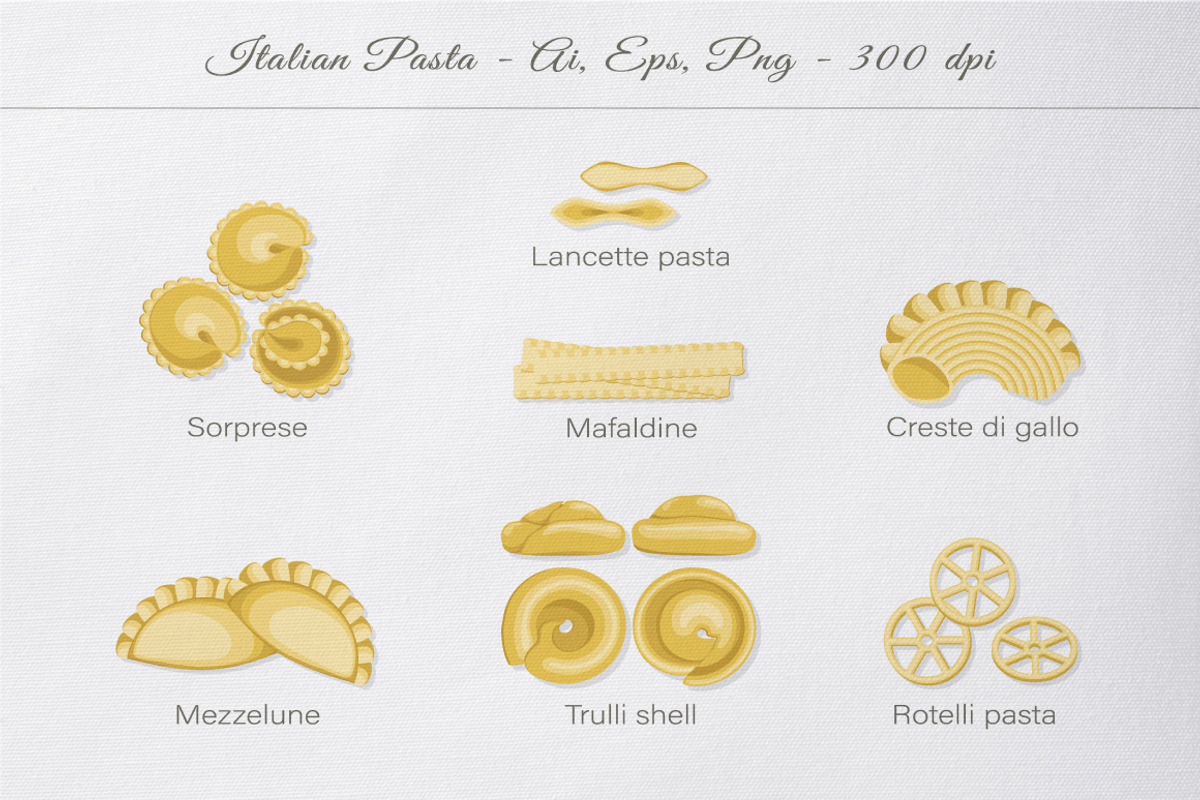 Big set of Illustrated Italian pasta, an Object Graphic by Yummy (Photo 7 of 12)