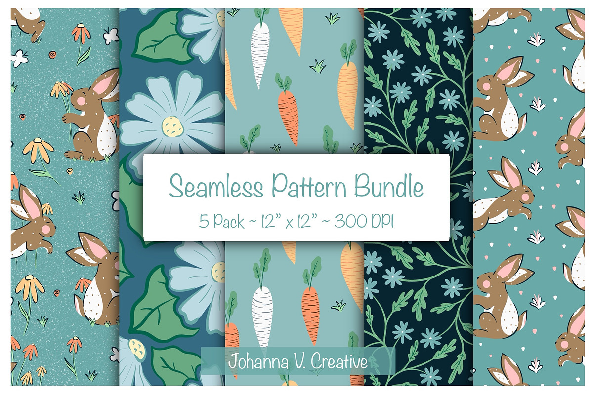 Spring Bunny Pattern Collection, an Illustration by Johanna V. Creative (Photo 1 of 7)