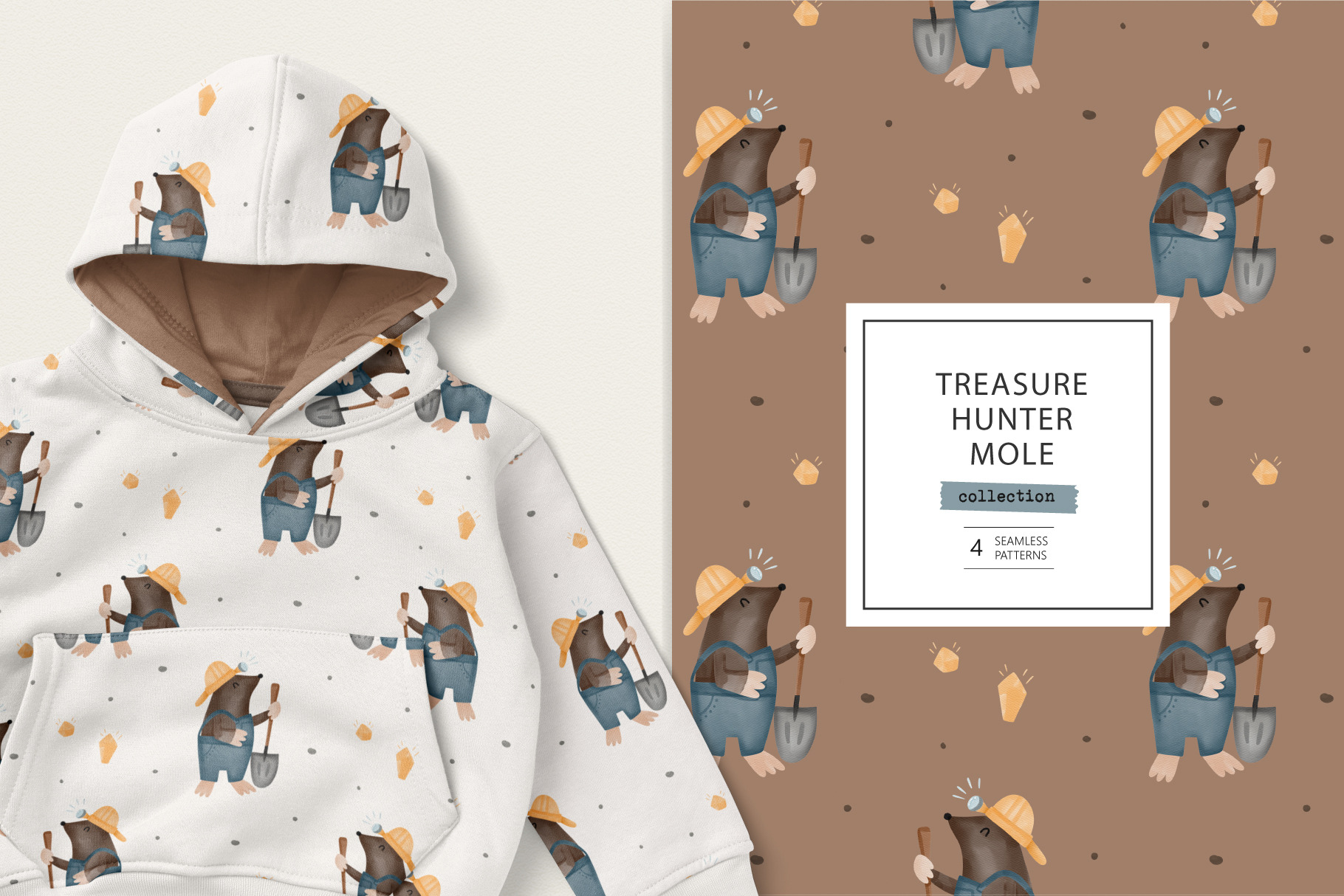 Treasure Hunter Mole by Olena Kuznietsova  Creative Market