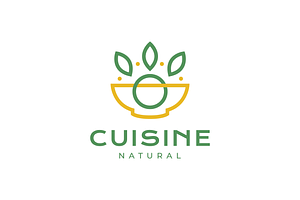 natural cuisine herbal line logo, a Branding & Logo Template by devastd