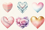 Watercolor Valentine Heart Clipart, an Illustration by DreamCafeArt (Thumbnail 5 of 6)