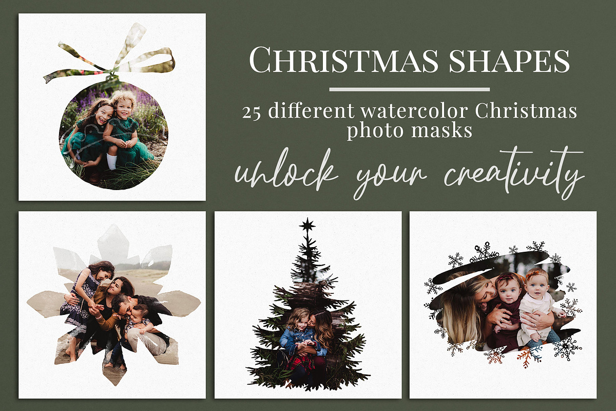 Christmas shapes photo masks, a Layer Style Add-On by BrownLeopard (Photo 1 of 6)