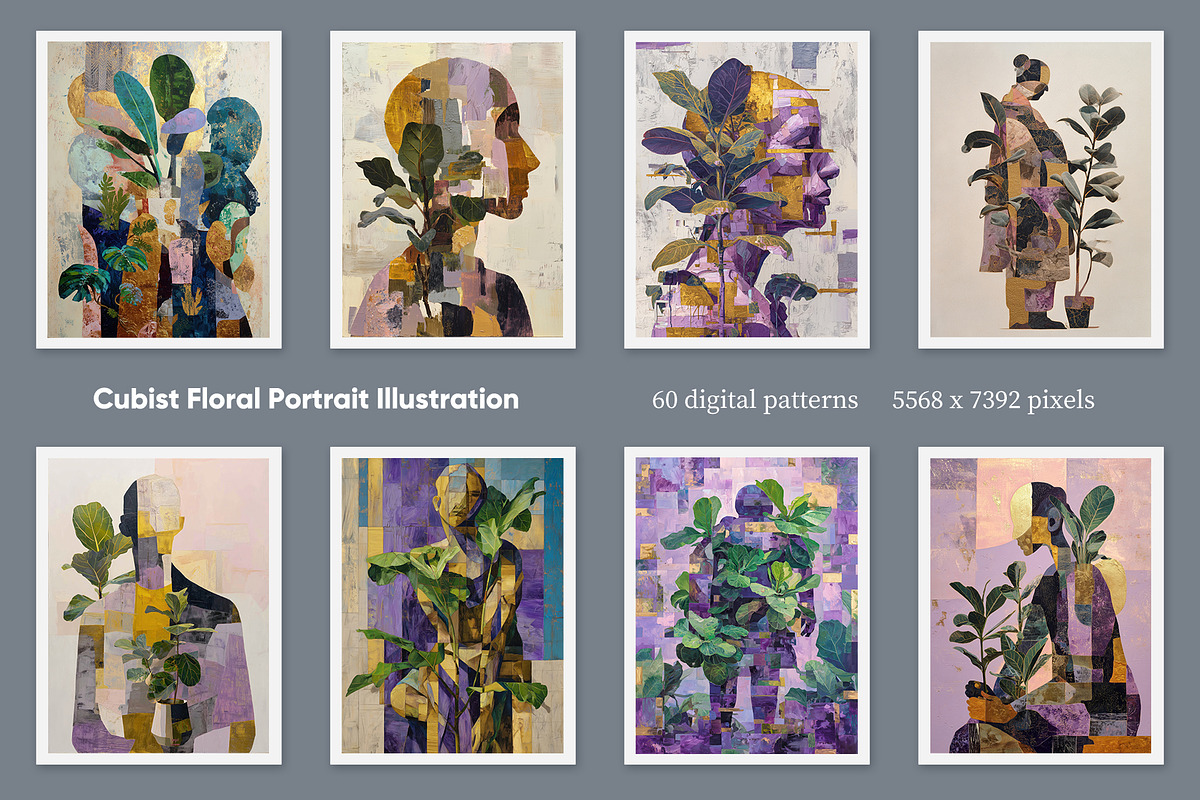 Cubist Floral Portrait Illustration, a Decorative Illustration by Housui Patterns (Photo 5 of 17)